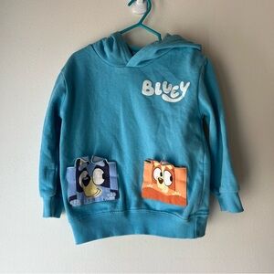 Bluey Kids Hoodie Sweatshirt 4T Blue Cartoon Pockets Heeler Characters Girls Boy
